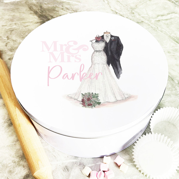 Round Wedding Day Outfits Personalised Treat Tin