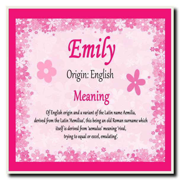 Emily Personalised Name Meaning Coaster