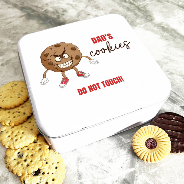 Square Funny Angry Cookie Dad's Personalised Biscuit Tin