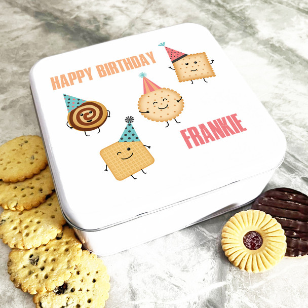 Square Funny Birthday Cookies Personalised Biscuit Tin