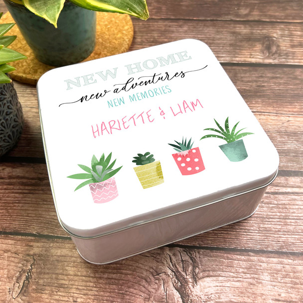 Square New Home New Memories Personalised Treat Tin