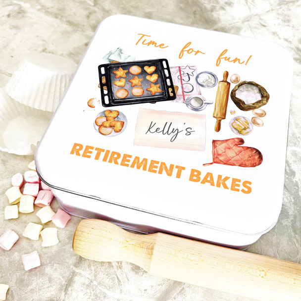 Square Retirement Bakes Baking Equipment Personalised Cake Tin