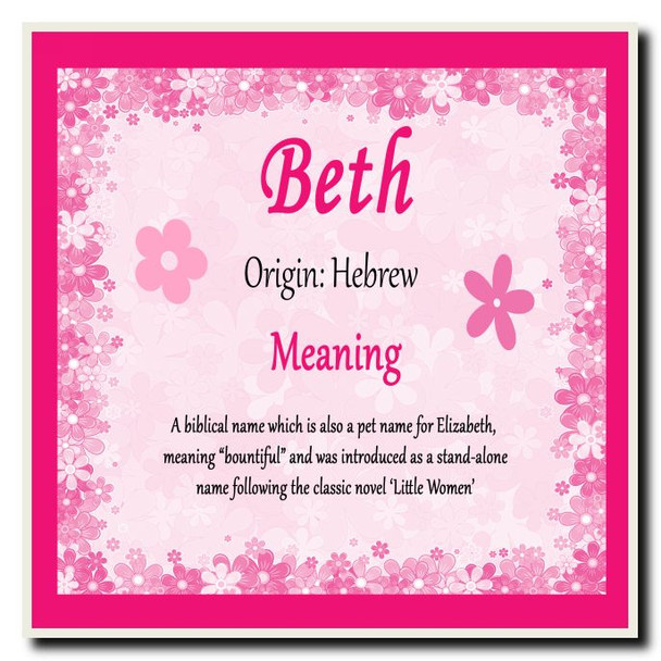 Beth Personalised Name Meaning Coaster