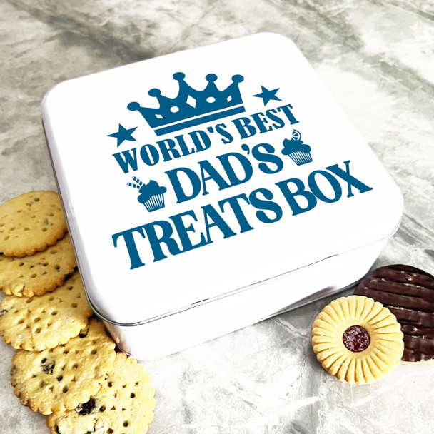 Square World's Best Dad Treats Box Personalised Treat Tin
