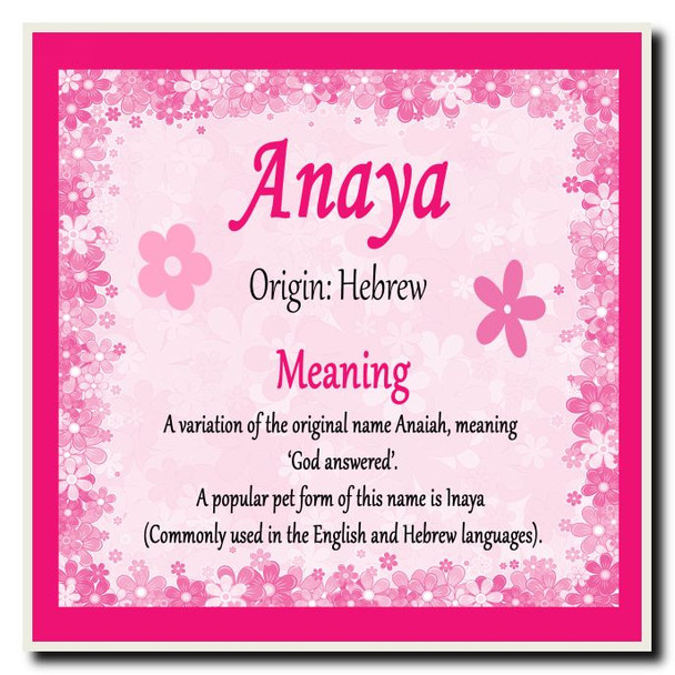 Anaya Personalised Name Meaning Coaster