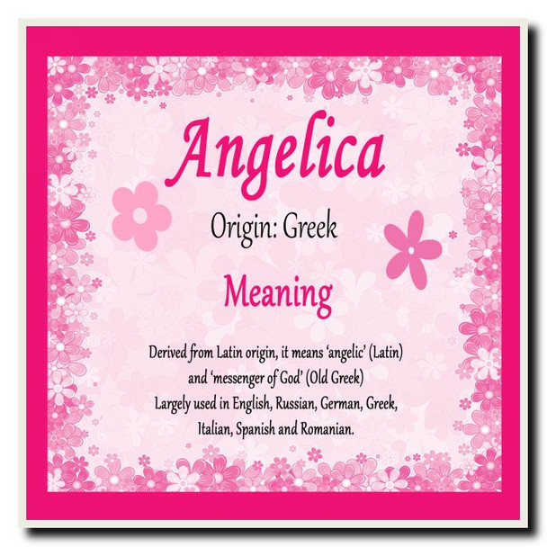 Angelica Personalised Name Meaning Coaster