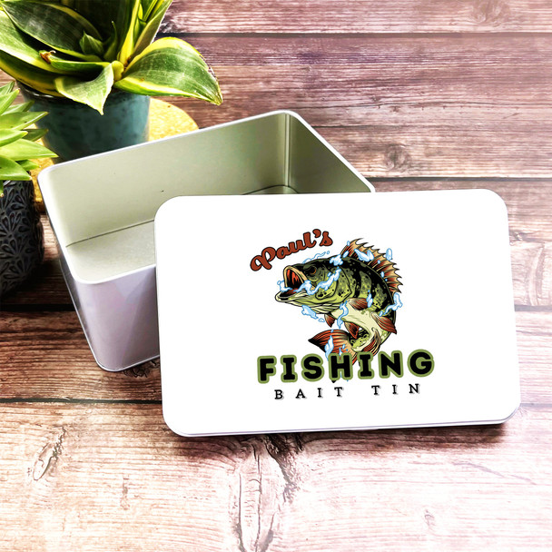 Green Fish Fishing Bait Personalised Storage Tin