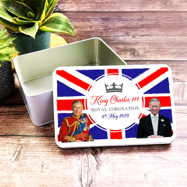 Royal Union Jack Flag Uk King Charles III Coronation Souvenir Tin