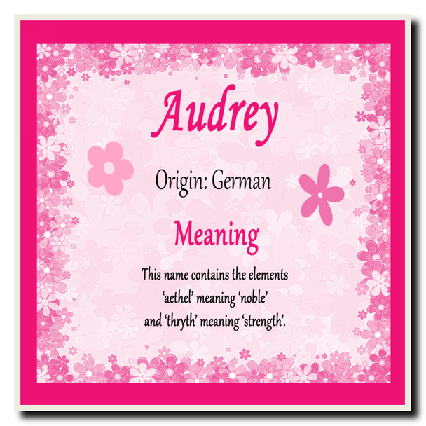 Audrey Personalised Name Meaning Coaster