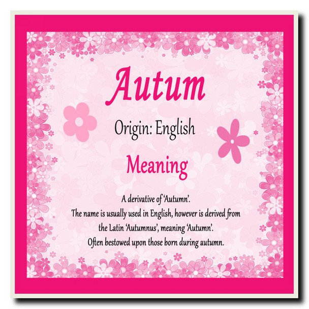Autum Personalised Name Meaning Coaster