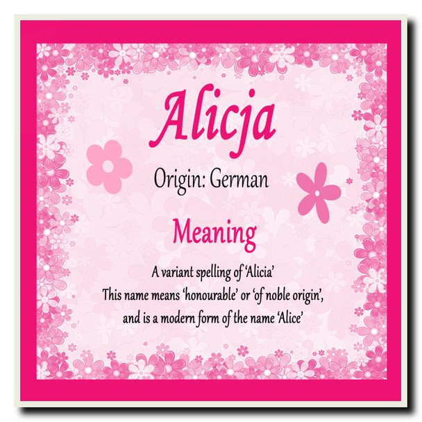 Alicja Personalised Name Meaning Coaster
