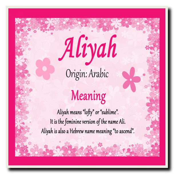 Aliyah Personalised Name Meaning Coaster