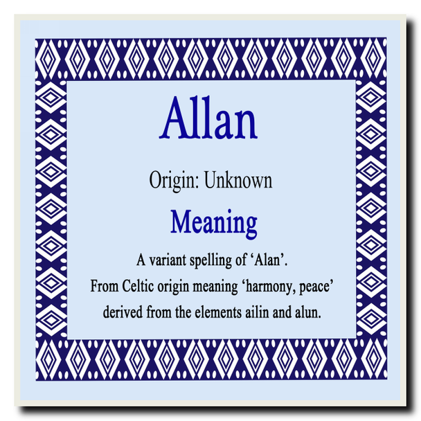 Allan Personalised Name Meaning Coaster