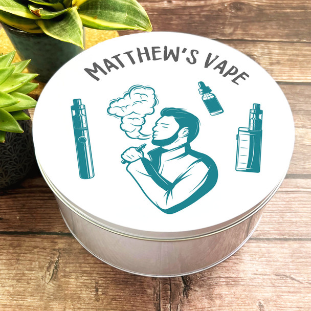 Round Man Vaping Vape Blue Personalised Vapers Tin