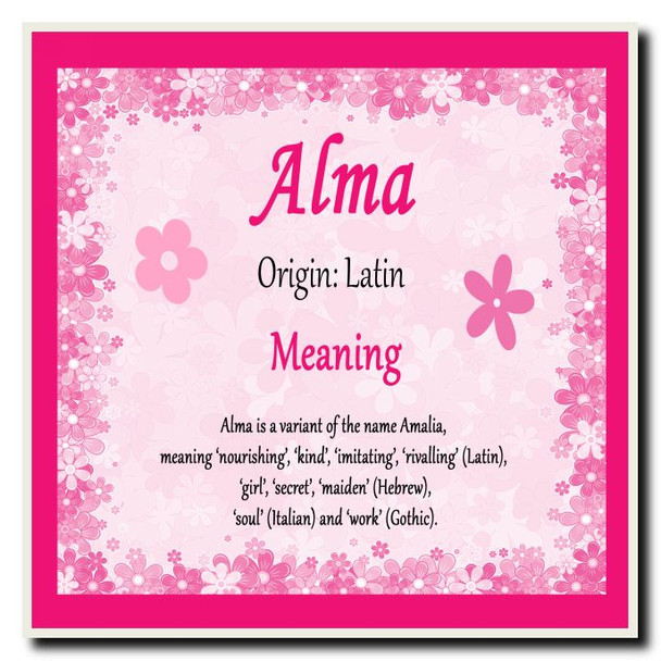 Alma Personalised Name Meaning Coaster