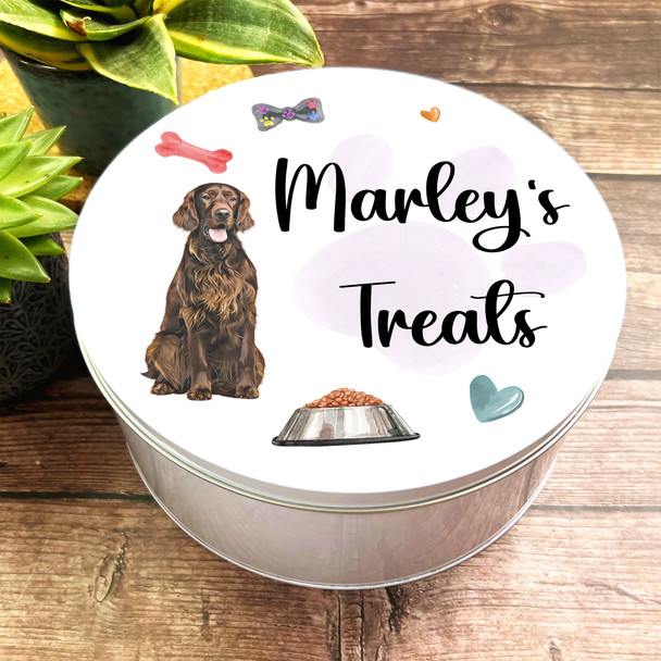 Round Personalised Chocolate Brown Dog Biscuit Treat Tin