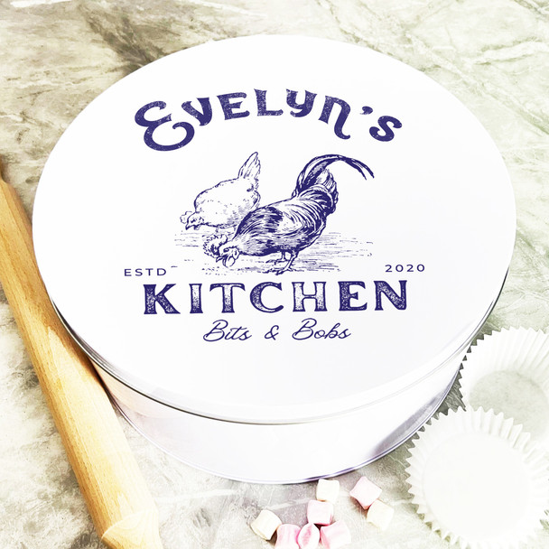 Round Rustic Vintage Country Farmhouse Personalised Kitchen Bits & Bobs Tin