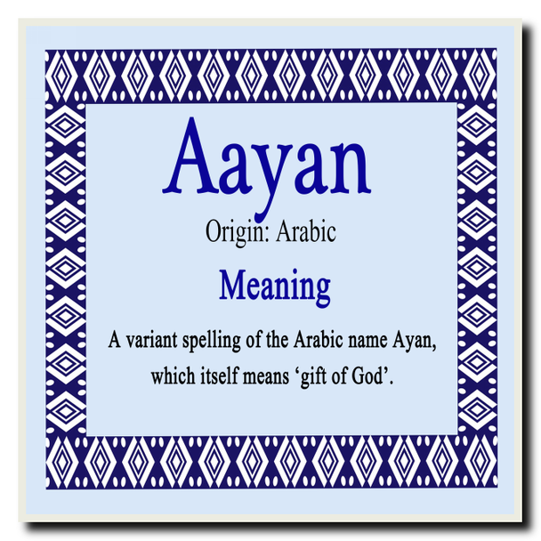 Aayan Personalised Name Meaning Coaster