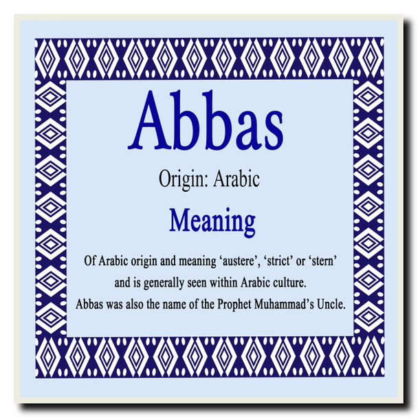 Abbas Personalised Name Meaning Coaster