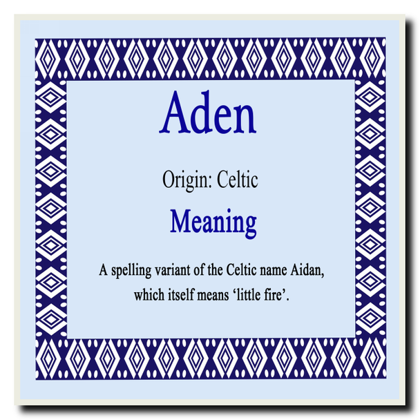Aden Personalised Name Meaning Coaster