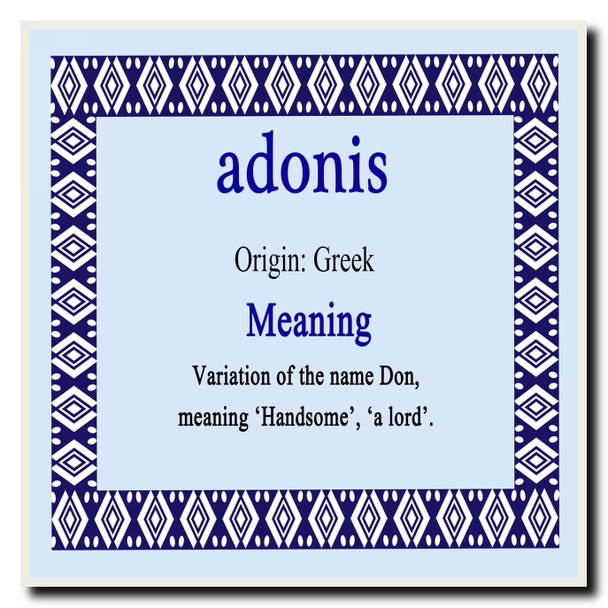 adonis Personalised Name Meaning Coaster