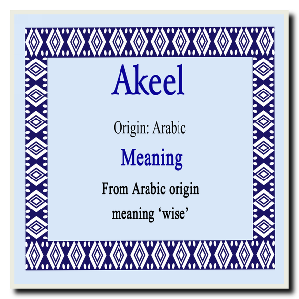Akeel Personalised Name Meaning Coaster