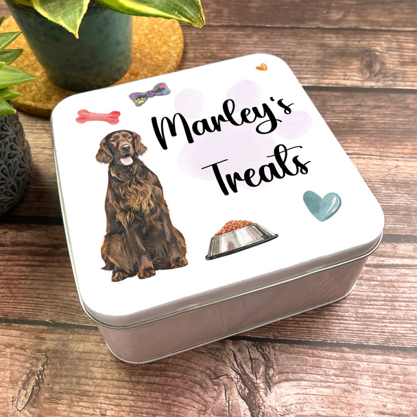 Square Personalised Chocolate Brown Dog Biscuit Treat Tin