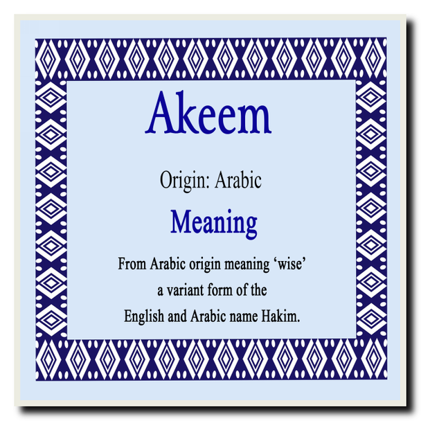 Akeem Personalised Name Meaning Coaster