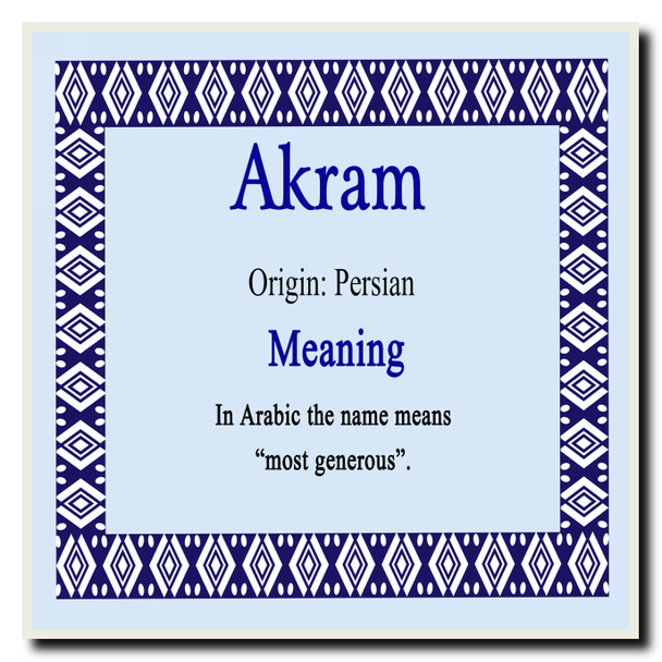 Akram Personalised Name Meaning Coaster