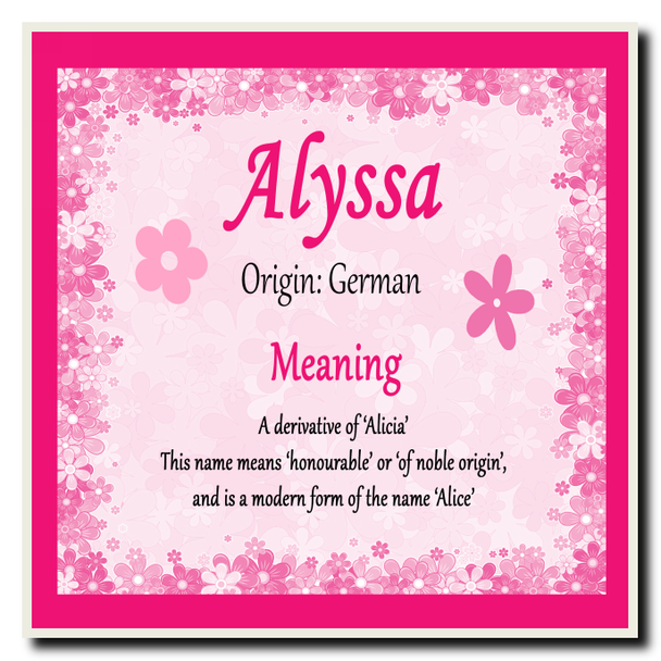 Alyssa Personalised Name Meaning Coaster