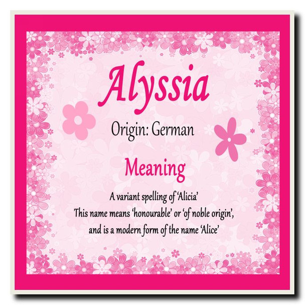 Alyssia Personalised Name Meaning Coaster