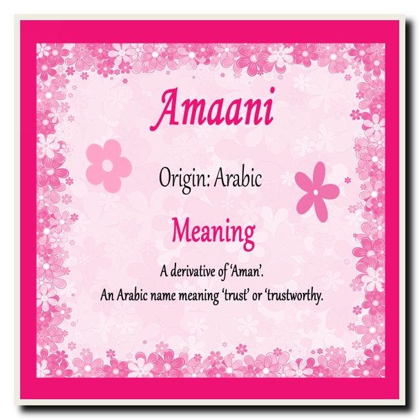 Amaani Personalised Name Meaning Coaster