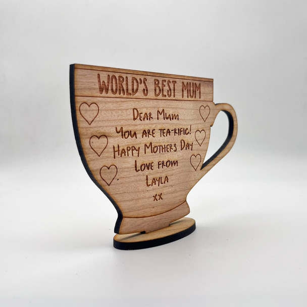 Cup Of Tea Mother's Day Birthday Keepsake Ornament Engraved Personalised Gift