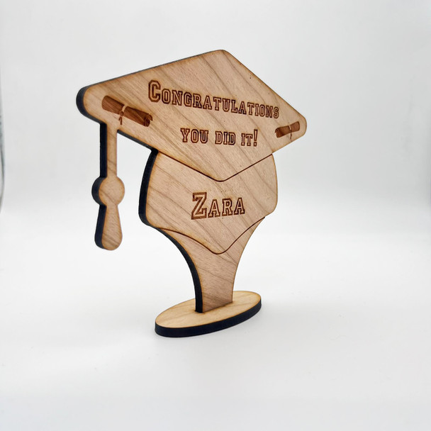 Congratulations Graduation Cap Keepsake Ornament Engraved Personalised Gift