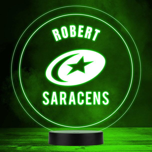 Saracens Rugby Union Club Logo Sports Fan Personalised LED Colour Night Light