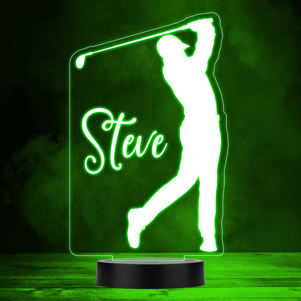Golf Player Swinging Club Silhouette Sports Fan LED Colour Night Light