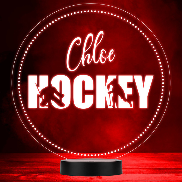 Ice Hockey Player Silhouettes Round Sports Fan LED Colour Night Light
