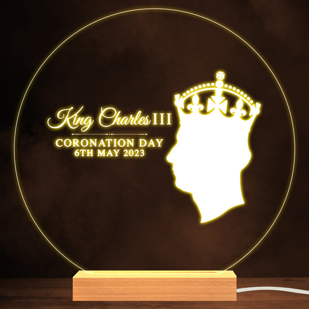 Silhouette King Charles Coronation Souvenir Personalised Warm White Night Light