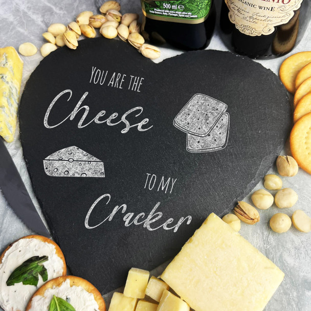 Funny You Are The Cheese Cracker Romantic Gift Heart Slate Cheese Serving Board