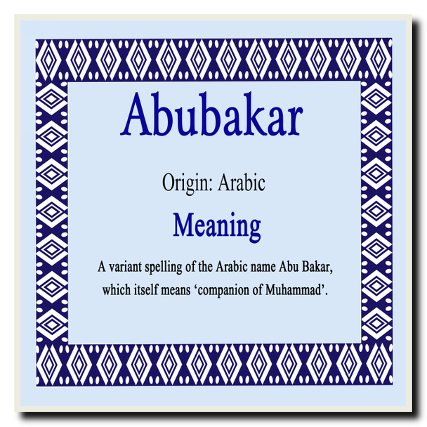Abubakar Personalised Name Meaning Coaster