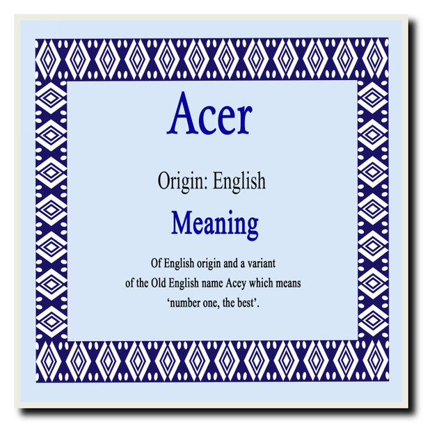 Acer Personalised Name Meaning Coaster