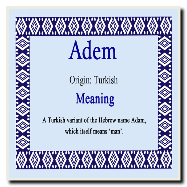 Adem Personalised Name Meaning Coaster