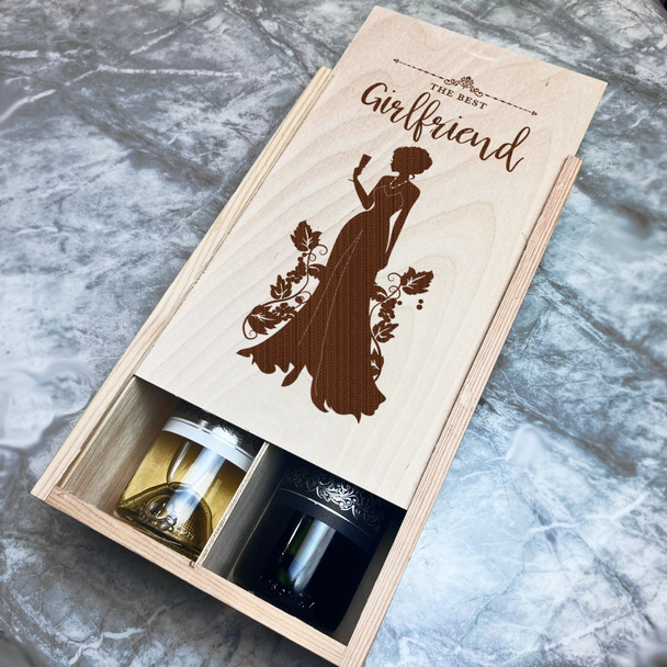 Pretty Lady In Dress Holding Drink Girlfriend Double Two Bottle Wine Gift Box