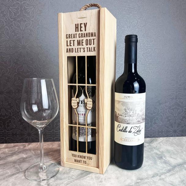 Great Grandma Let Me Out Lets Talk Prison Bars Single Bottle Wine Gift Box