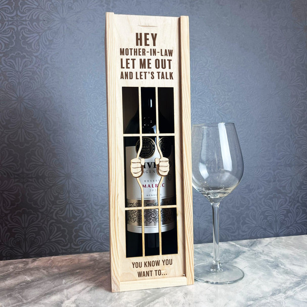 Mother-in-law Let Me Out Lets Talk Prison Bars Single Bottle Wine Gift Box