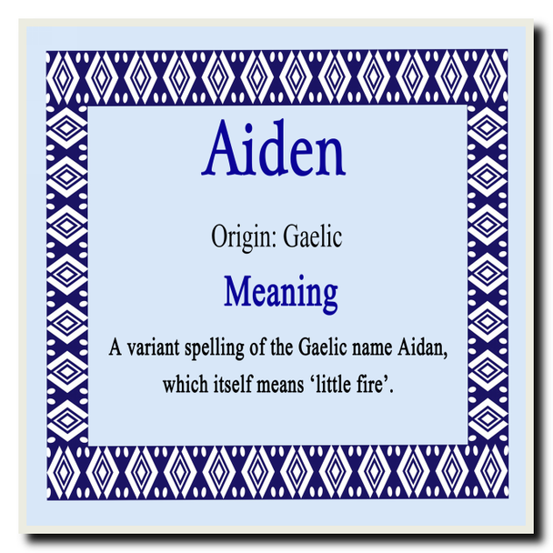 Aiden Personalised Name Meaning Coaster