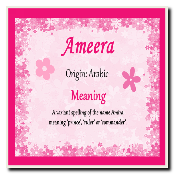 Ameera Personalised Name Meaning Coaster