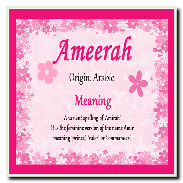 Ameerah Personalised Name Meaning Coaster
