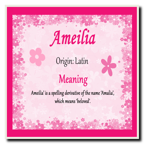 Ameilia Personalised Name Meaning Coaster