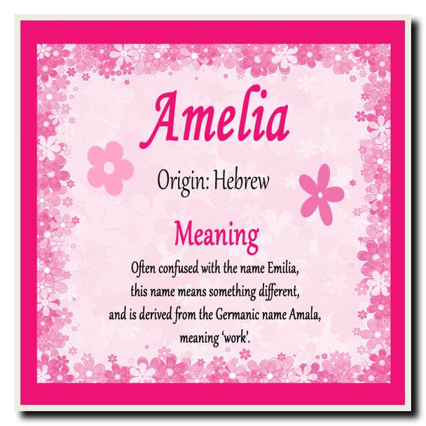 Amelia Personalised Name Meaning Coaster